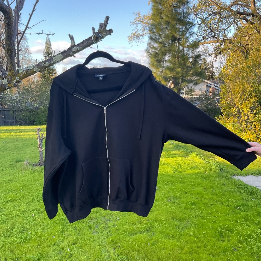 Men’s Fleece Zip-Up Hoodie.  Black Size 2XL by “Kingsize”